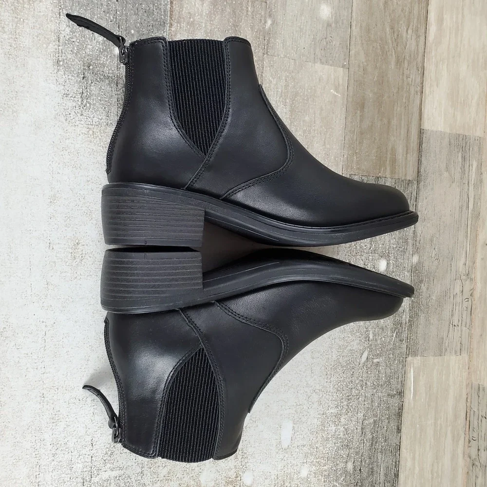 Alegria Meadow Womens Chelsea Boots Sz 6.5 Black Leather Back Zip Round Toe
